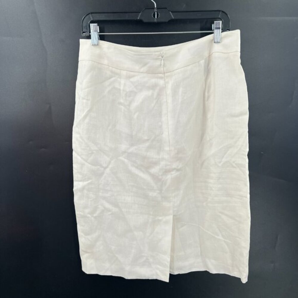 Brooks Brothers 100% Irish linen pencil skirt ivory old money preppy lined 8 - Picture 7 of 10